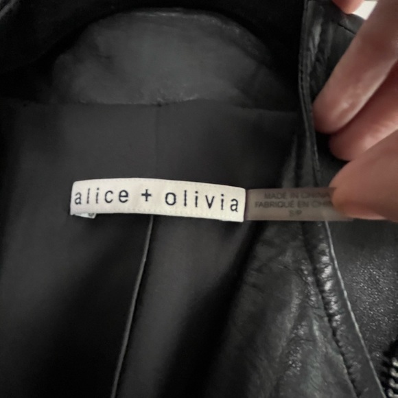 Alice + Olivia “Gamma" Embroidered Lambskin Leather Biker Jacket "Loving You" - Picture 14 of 14